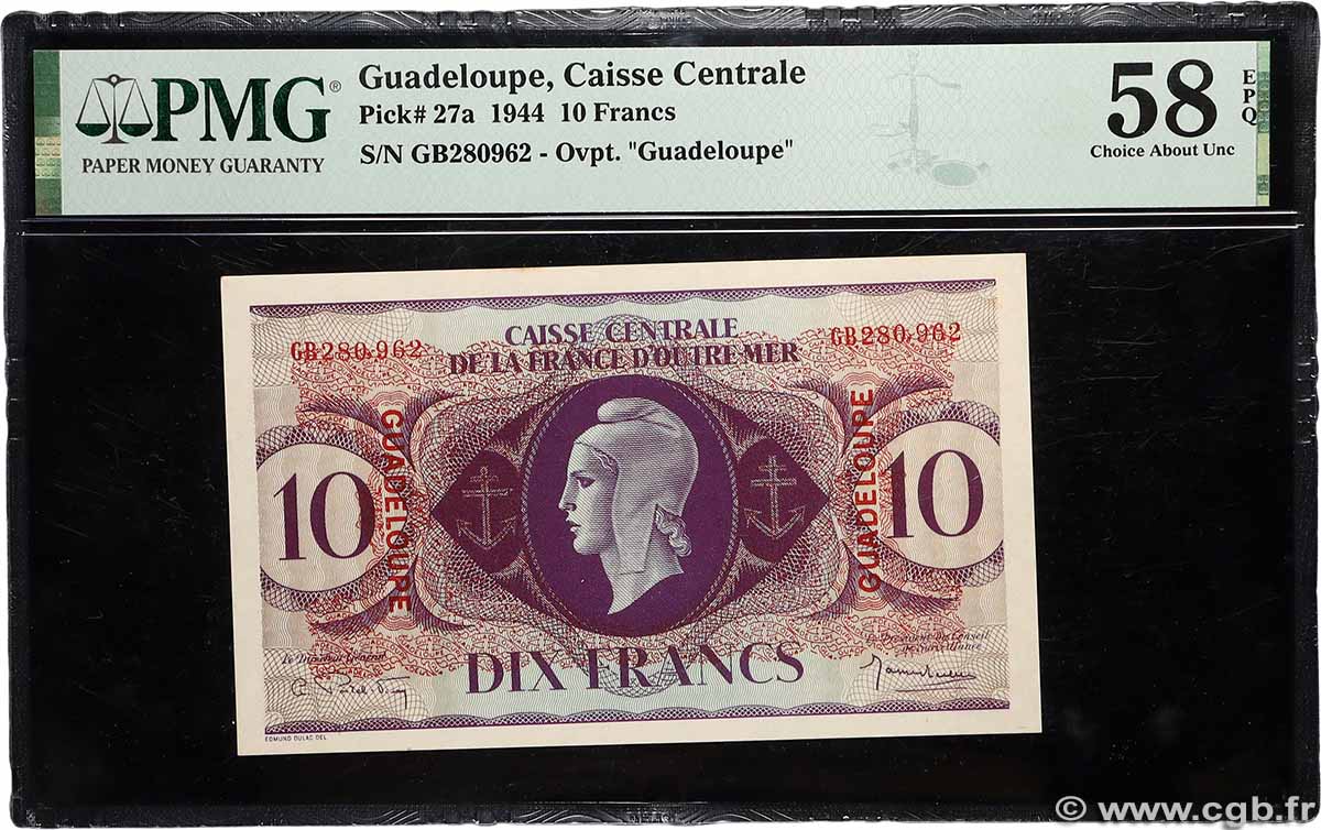 10 Francs GUADELOUPE 1944 P.27 SPL