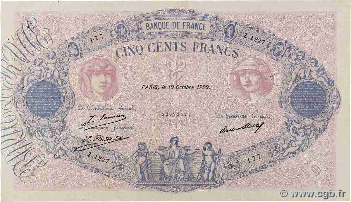 500 Francs BLEU ET ROSE FRANCE 1929 F.30.32 F+