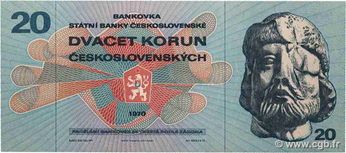 20 Korun CZECHOSLOVAKIA 1970 P.092 UNC-