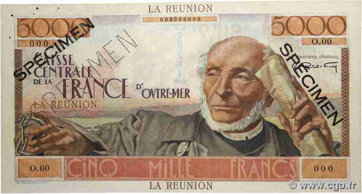 5000 Francs Schoelcher Spécimen REUNION 1947 P.48s XF