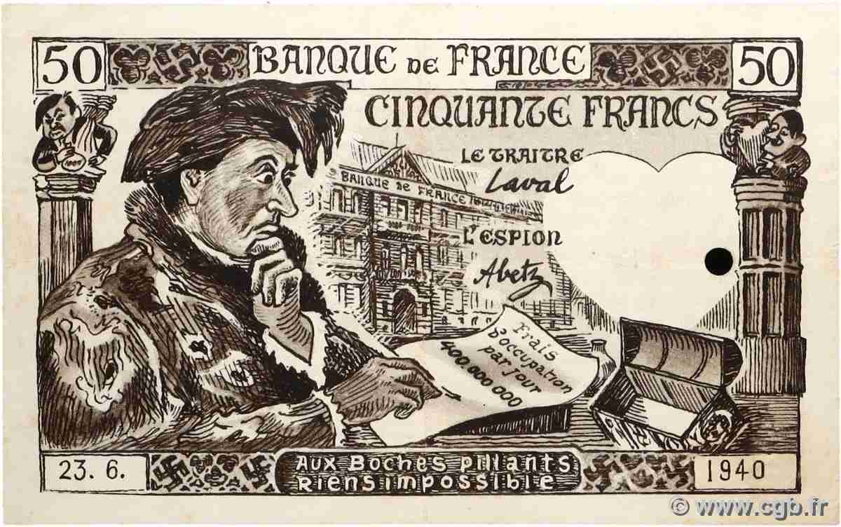 50 Francs JACQUES CŒUR FRANCE 1940 F.19.00 TB+