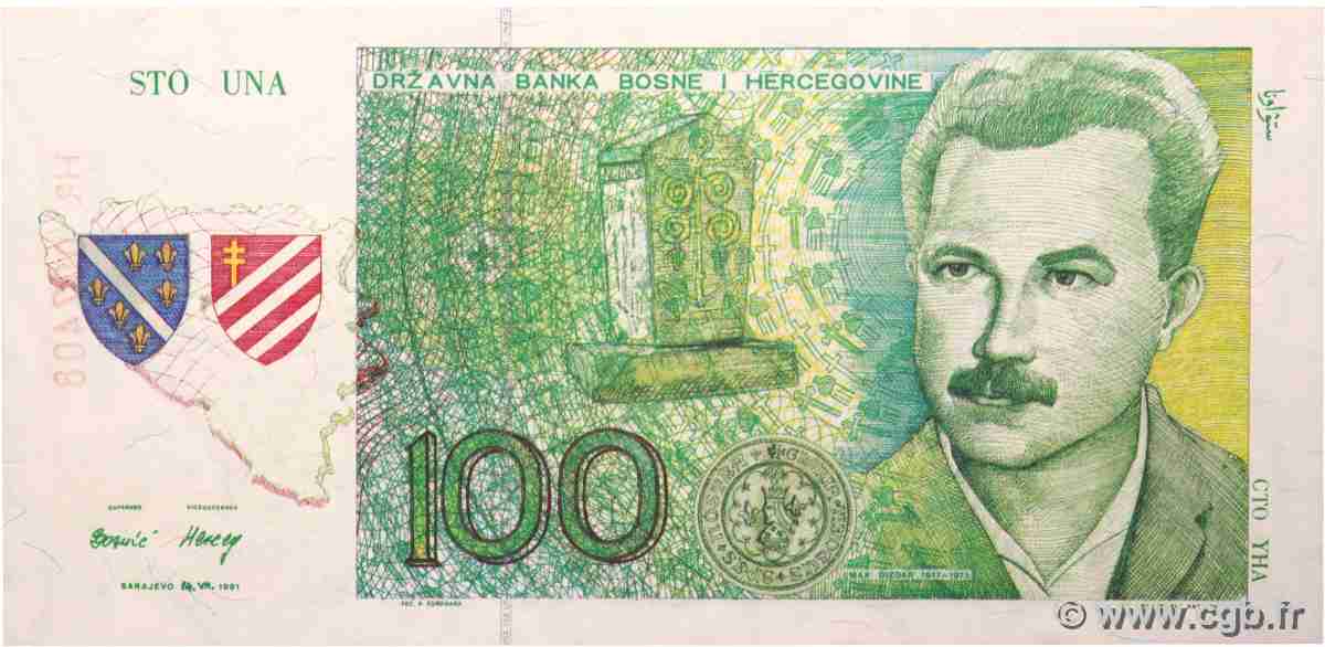 100 Una BOSNIA HERZEGOVINA 1991 P.- UNC