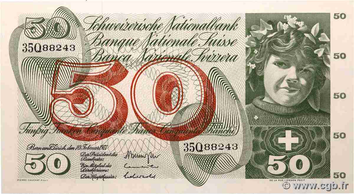 50 Francs SUISSE 1971 P.48k UNC-