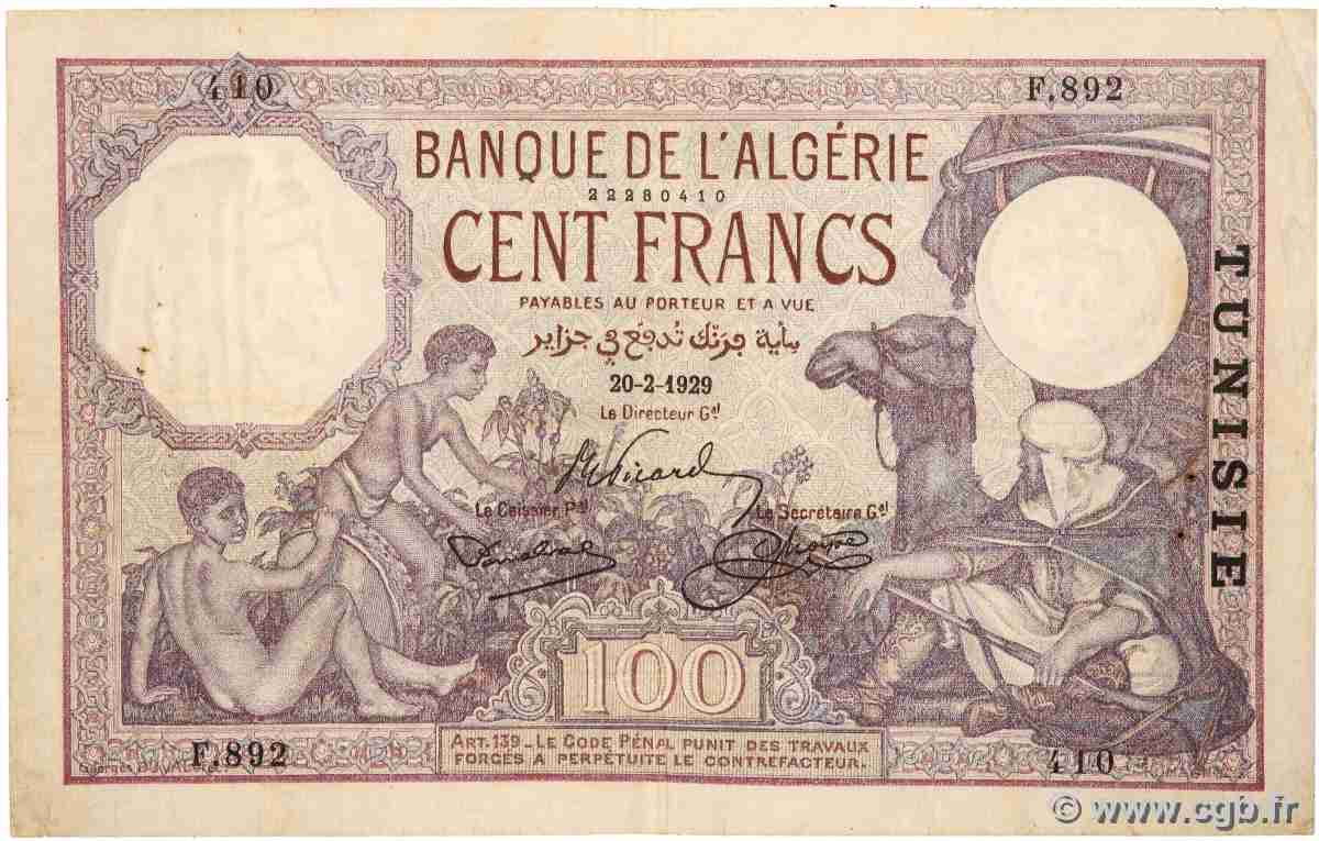 100 Francs TUNISIE 1929 P.10a TB+