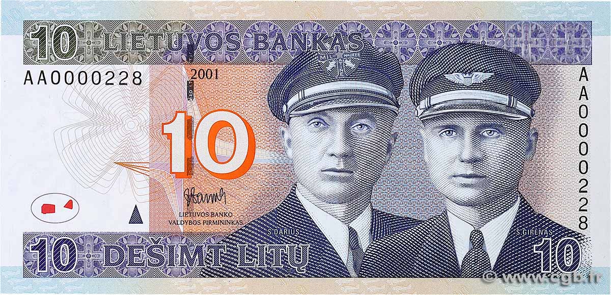 10 Litu Petit numéro LITHUANIA 2001 P.65 UNC