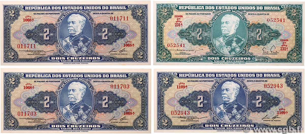 2 Cruzeiros Lot BRÉSIL 1954 P.151b et P.157Aa NEUF