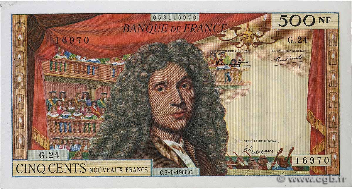 500 Nouveaux Francs MOLIÈRE FRANCE 1966 F.60.09 XF-