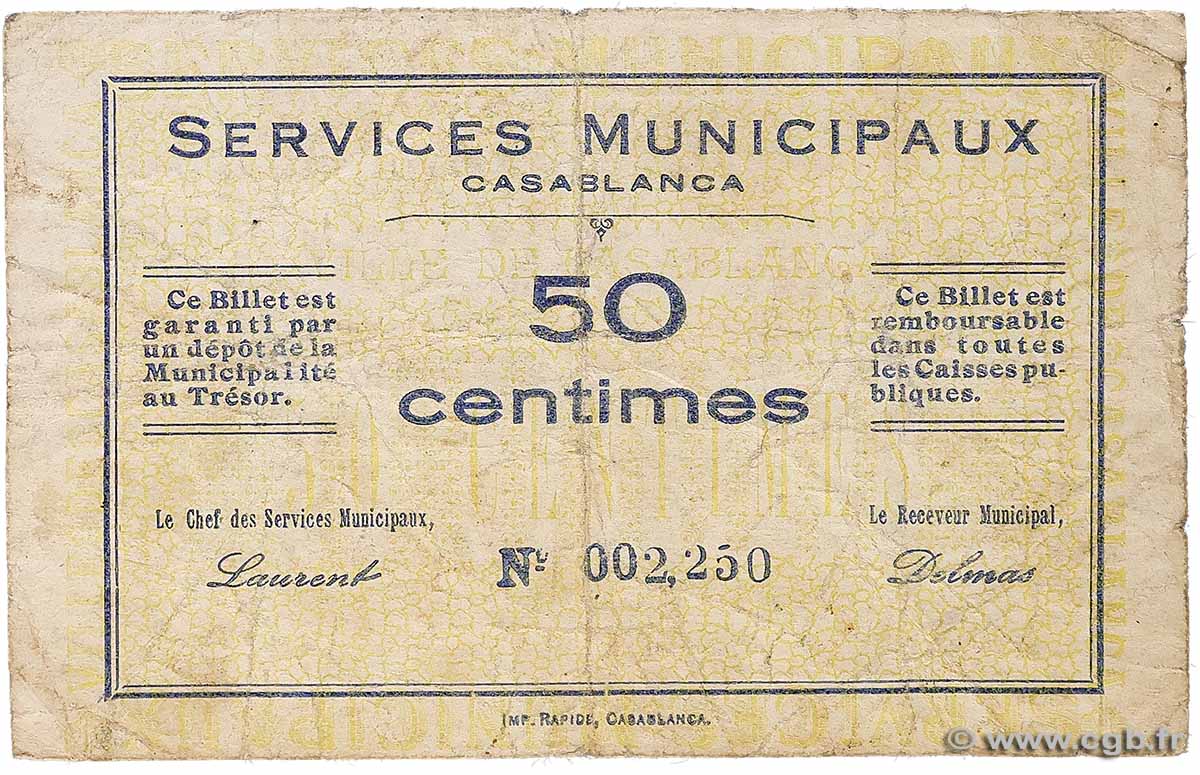 50 Centimes MOROCCO Casablanca 1919 K.561 VG