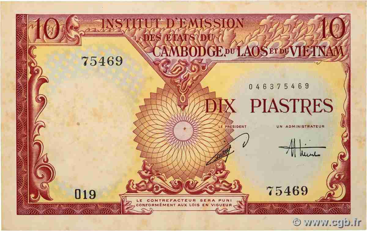 10 Piastres - 10 Dong FRANZÖSISCHE-INDOCHINA 1953 P.107 fVZ