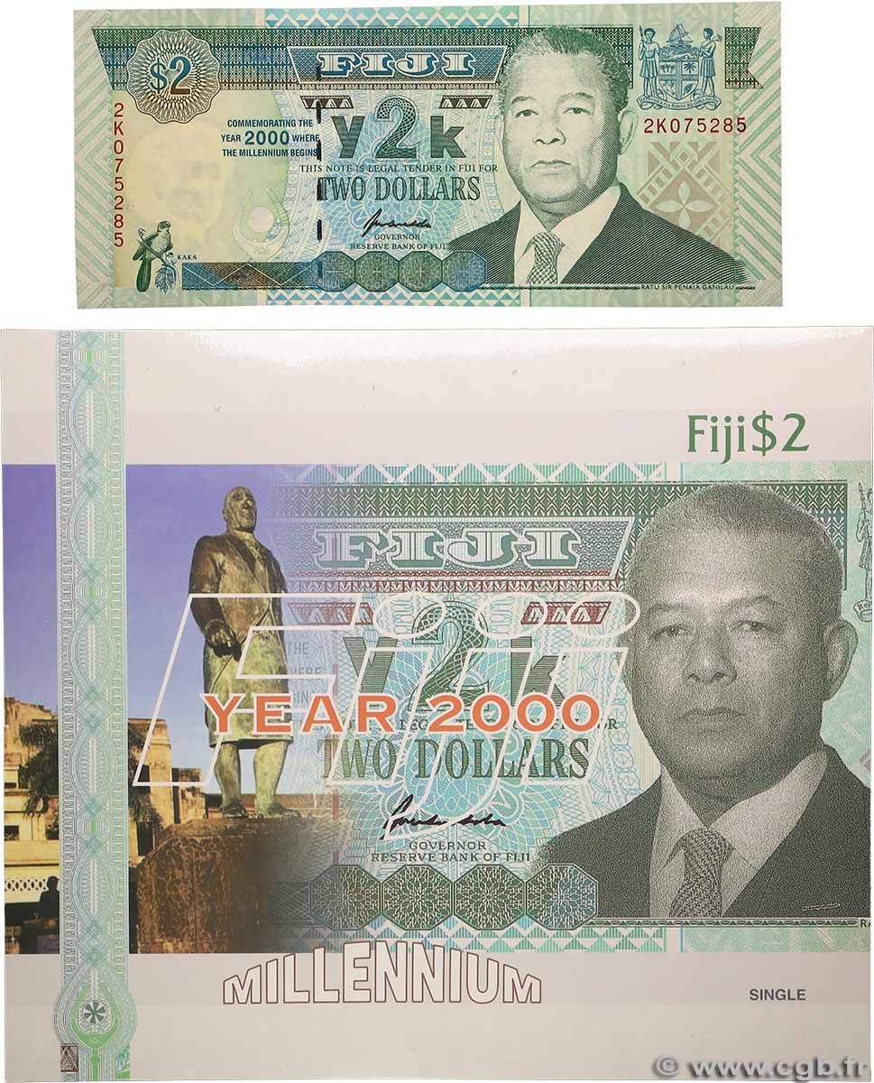 2 Dollars Commémoratif FIJI 2000 P.102a UNC