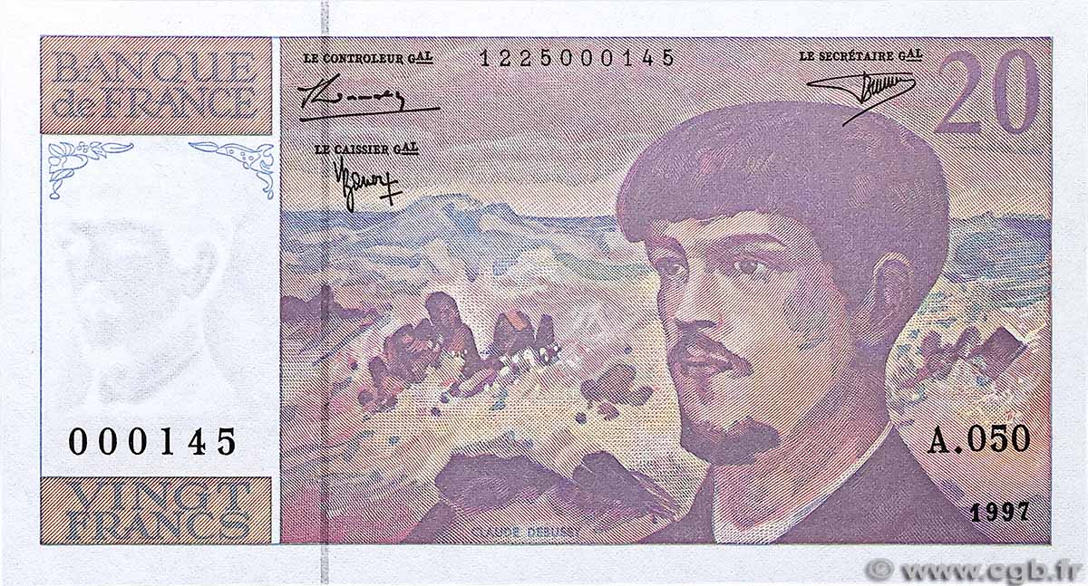 20 Francs DEBUSSY Modifié Petit numéro FRANCE 1997 F.66ter.02A50 NEUF