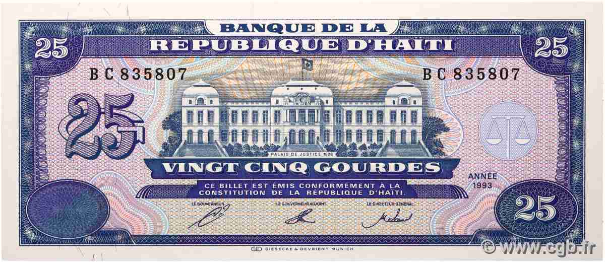 25 Gourdes HAÏTI 1993 P.262 UNC