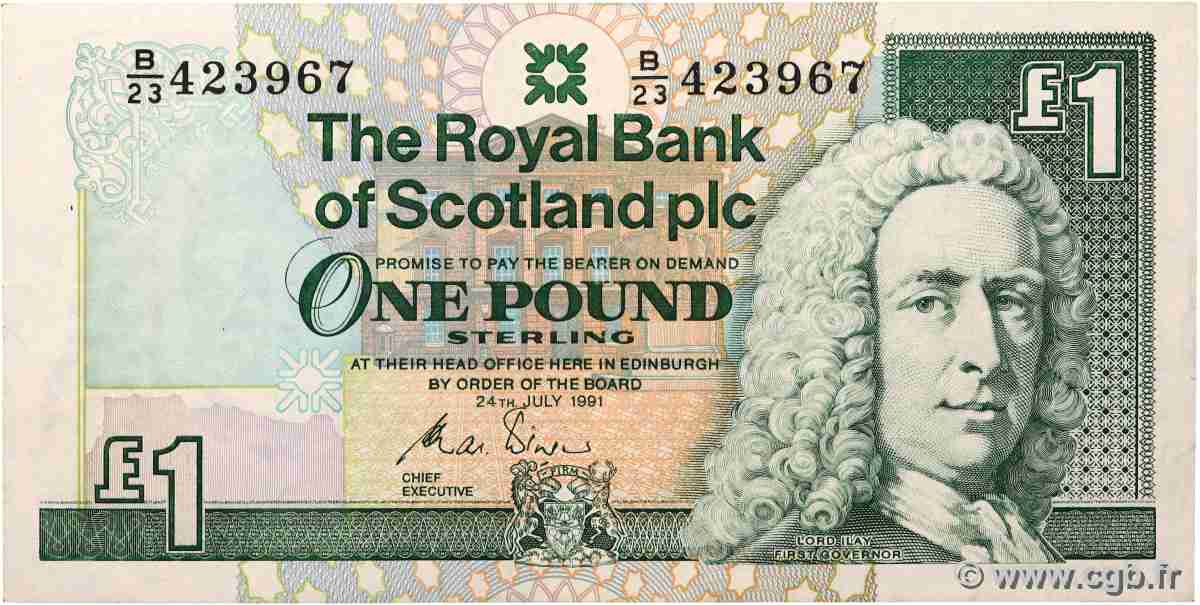 1 Pound SCOTLAND 1991 P.351b XF