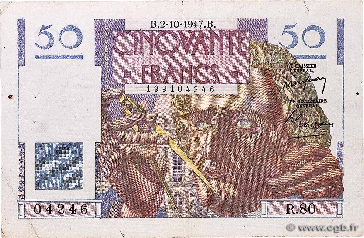 50 Francs LE VERRIER FRANCE 1947 F.20.09 TTB