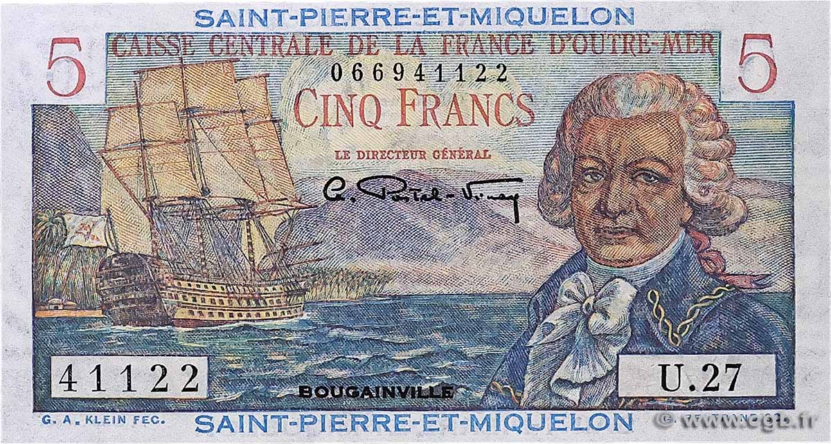 5 Francs Bougainville SAN PEDRO Y MIGUELóN 1946 P.22 SC+