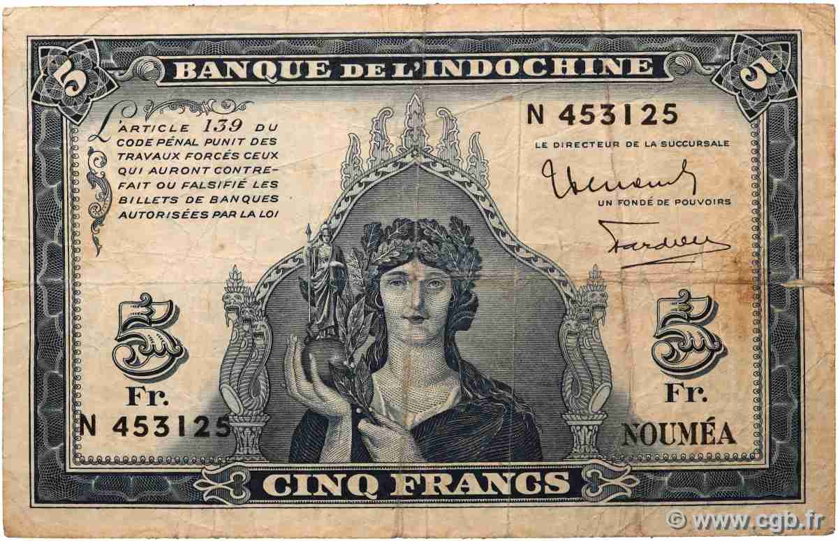 5 Francs NOUVELLE CALÉDONIE 1944 P.48 pr.TB