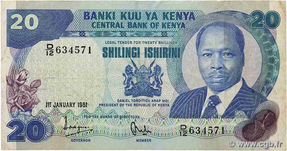 20 Shillings KENIA 1981 P.21a S