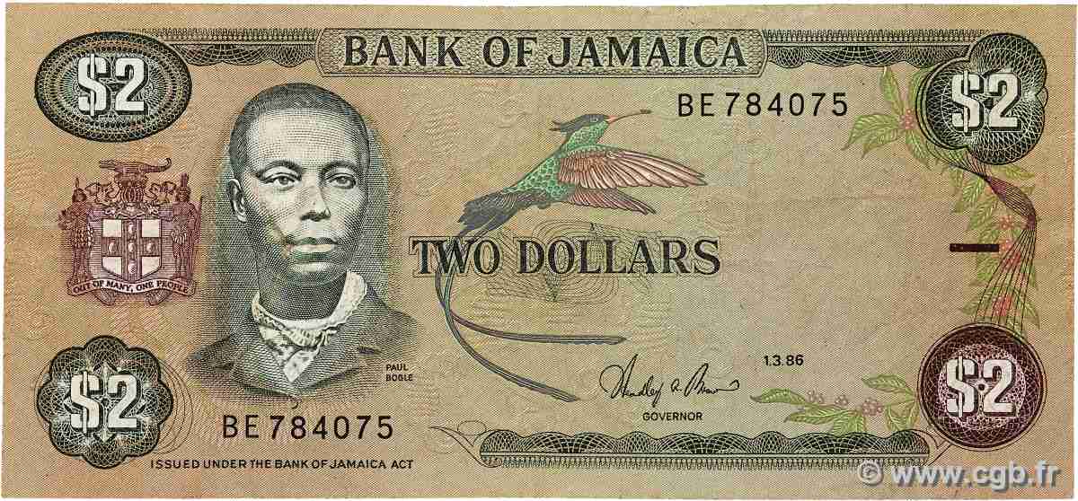 2 Dollars JAMAÏQUE 1986 P.69b TB