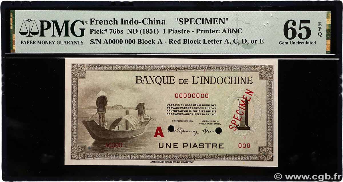 1 Piastre Spécimen FRENCH INDOCHINA 1945 P.076bs UNC