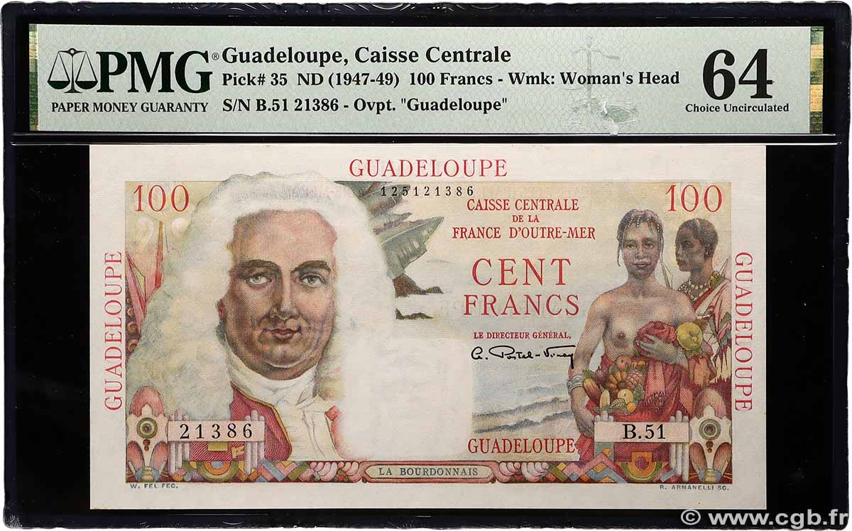 100 Francs La Bourdonnais GUADELOUPE 1946 P.35 pr.NEUF