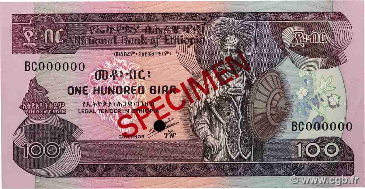 100 Birr Spécimen ETIOPIA 1991 P.45bs SC+