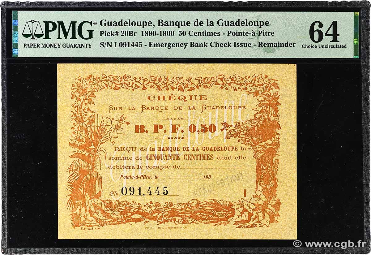 50 Centimes GUADELOUPE 1890 P.20Br UNC-