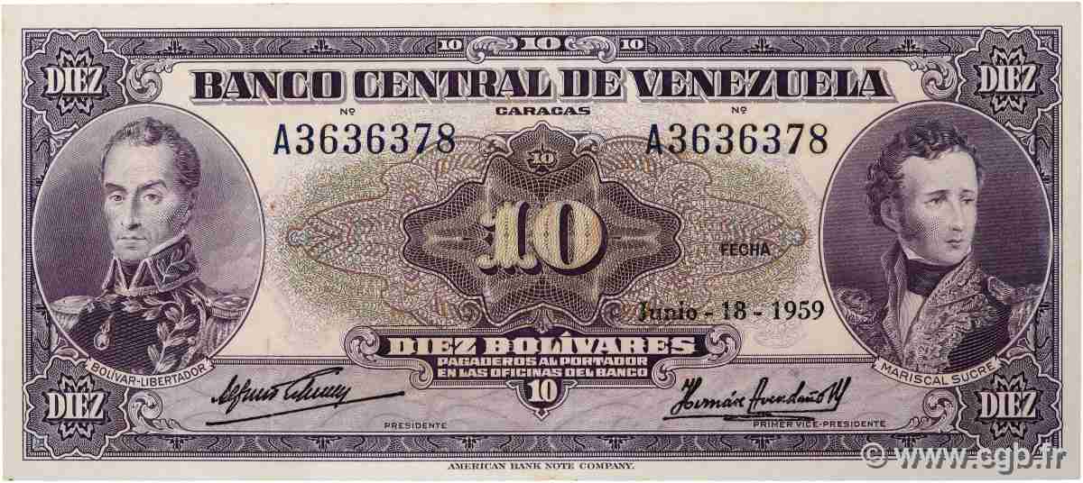 10 Bolivares VENEZUELA 1959 P.031d pr.SUP