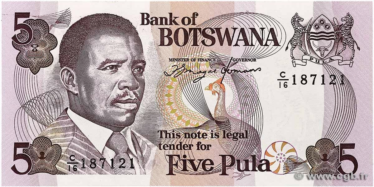 5 Pula BOTSWANA 1992 P.11 ST