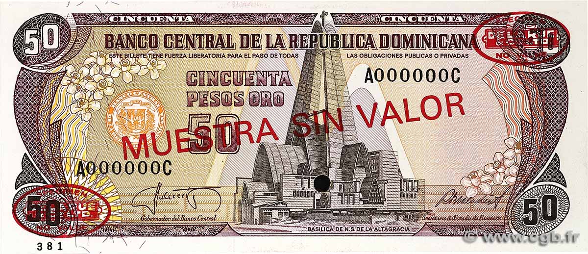 50 Pesos Oro Spécimen RÉPUBLIQUE DOMINICAINE 1987 P.121s3 FDC