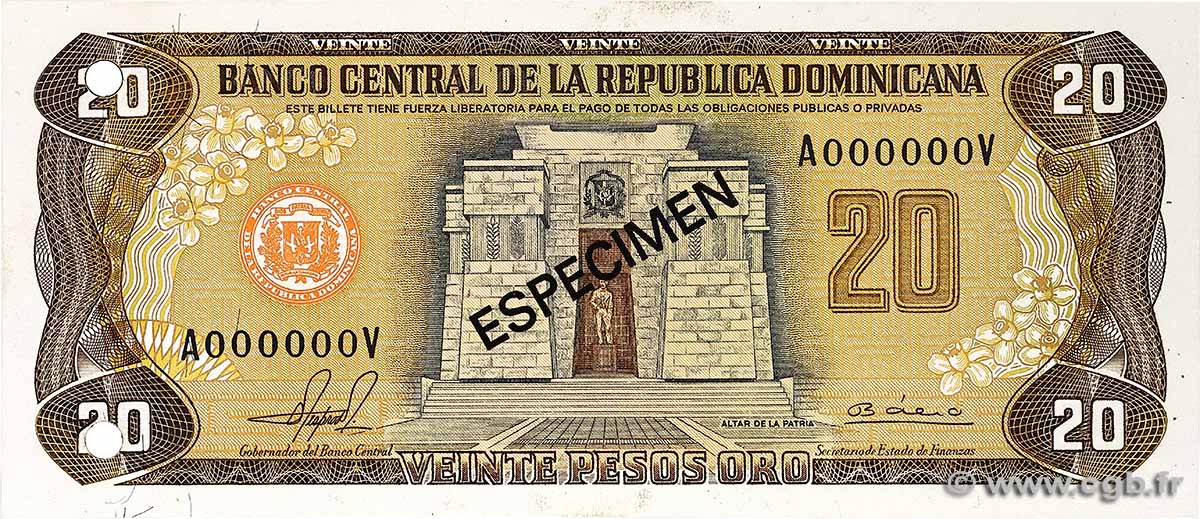 20 Pesos Oro Spécimen DOMINICAN REPUBLIC 1985 P.120s1 UNC