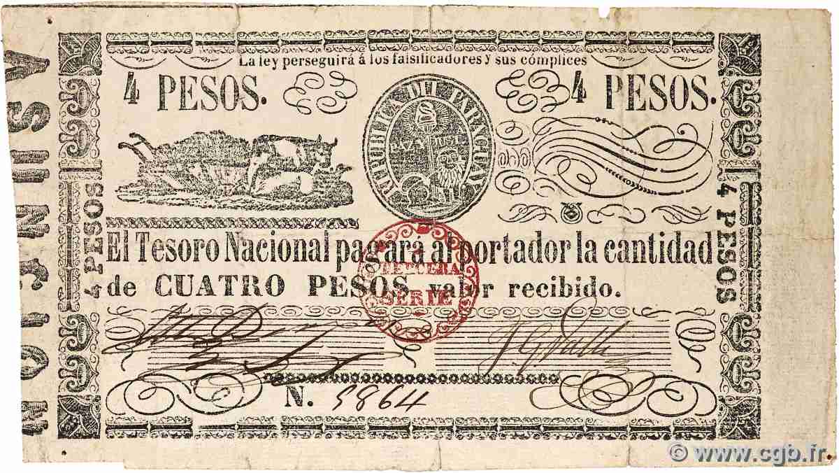4 Pesos PARAGUAY 1862 P.016 F+