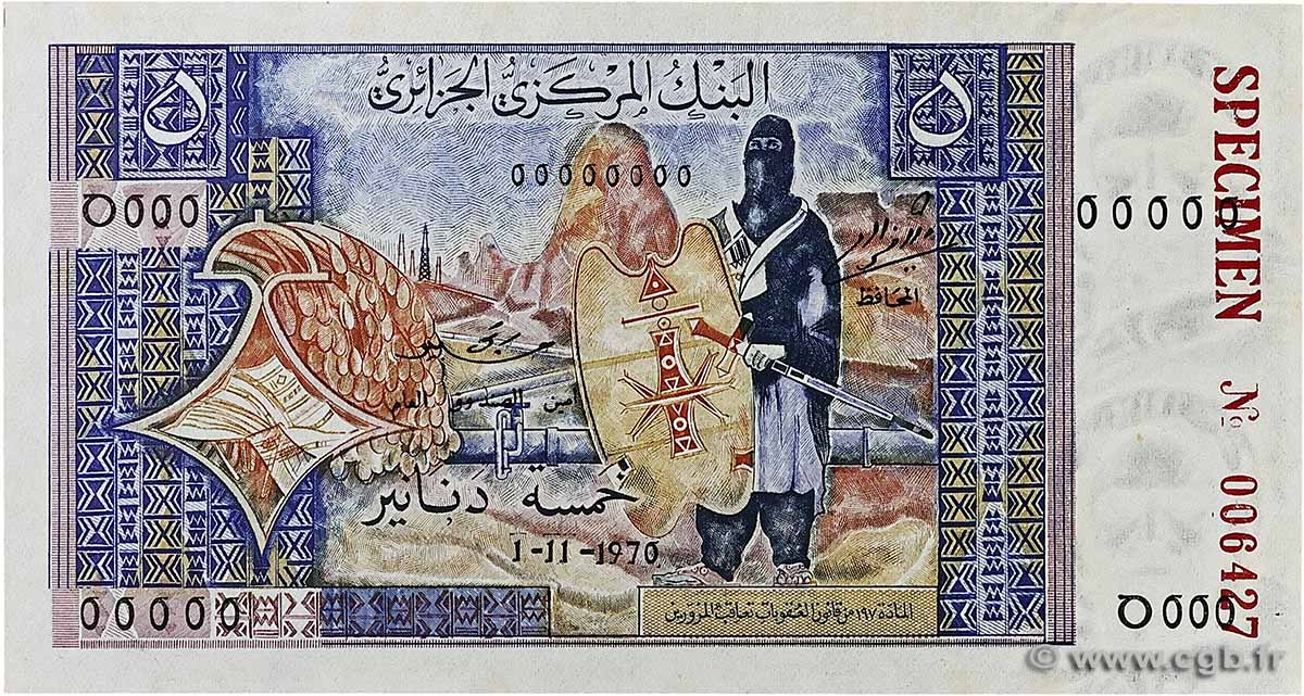 5 Dinars Spécimen ALGERIA 1970 P.126s UNC-