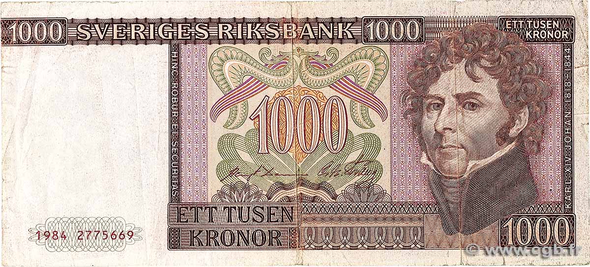 1000 Kronor SWEDEN 1984 P.55b F+
