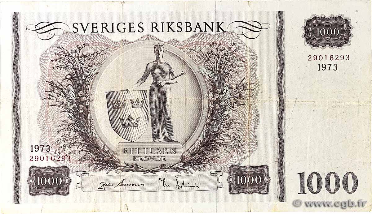 1000 Kronor SUÈDE 1973 P.46f fSS