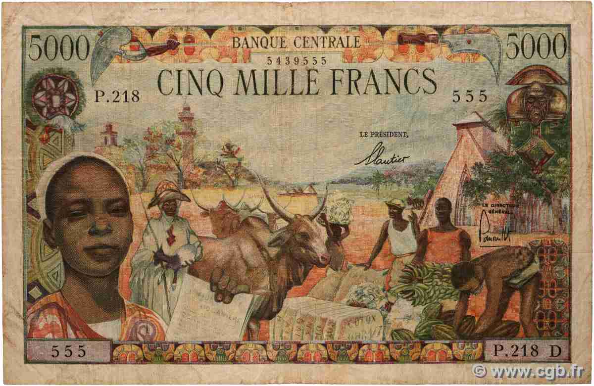 5000 Francs type 1962 GABON 1963 A.238a q.MB