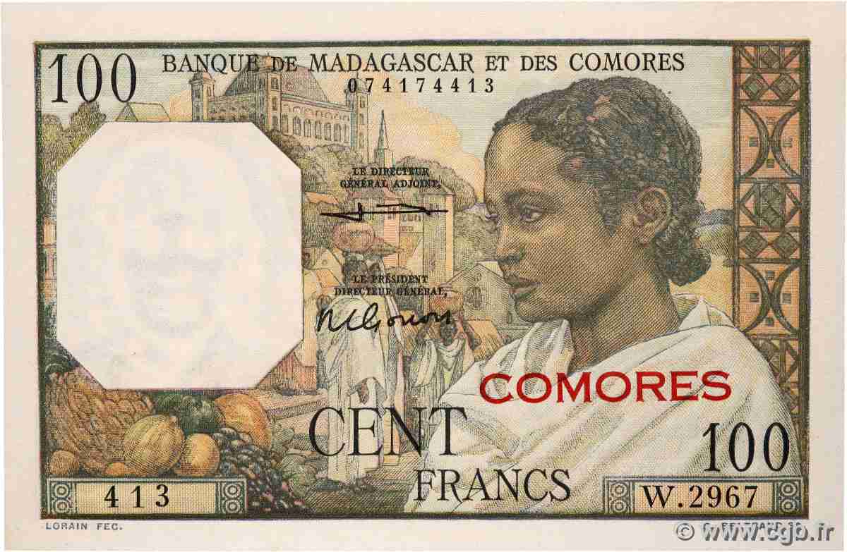 100 Francs COMOROS 1960 P.03b2 UNC-