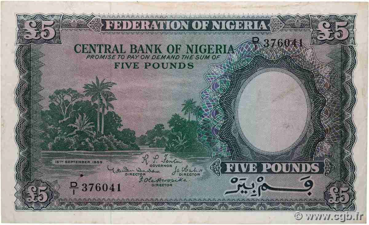 5 Pounds NIGERIA 1958 P.05a VF-