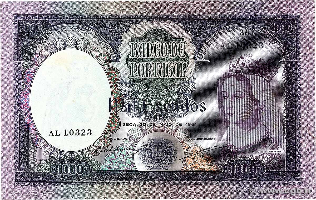 1000 Escudos PORTUGAL 1961 P.166 AU-