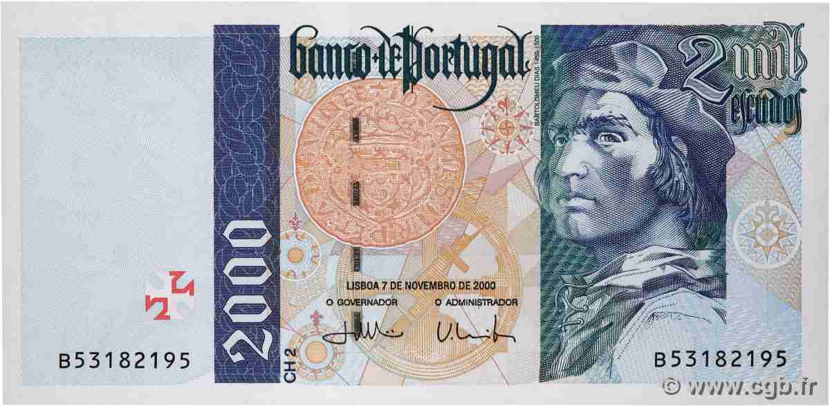 2000 Escudos PORTUGAL 2000 P.189d ST