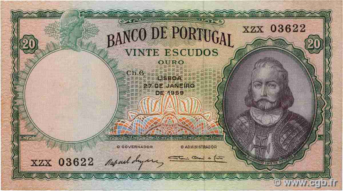20 Escudos PORTUGAL 1959 P.153b SUP+