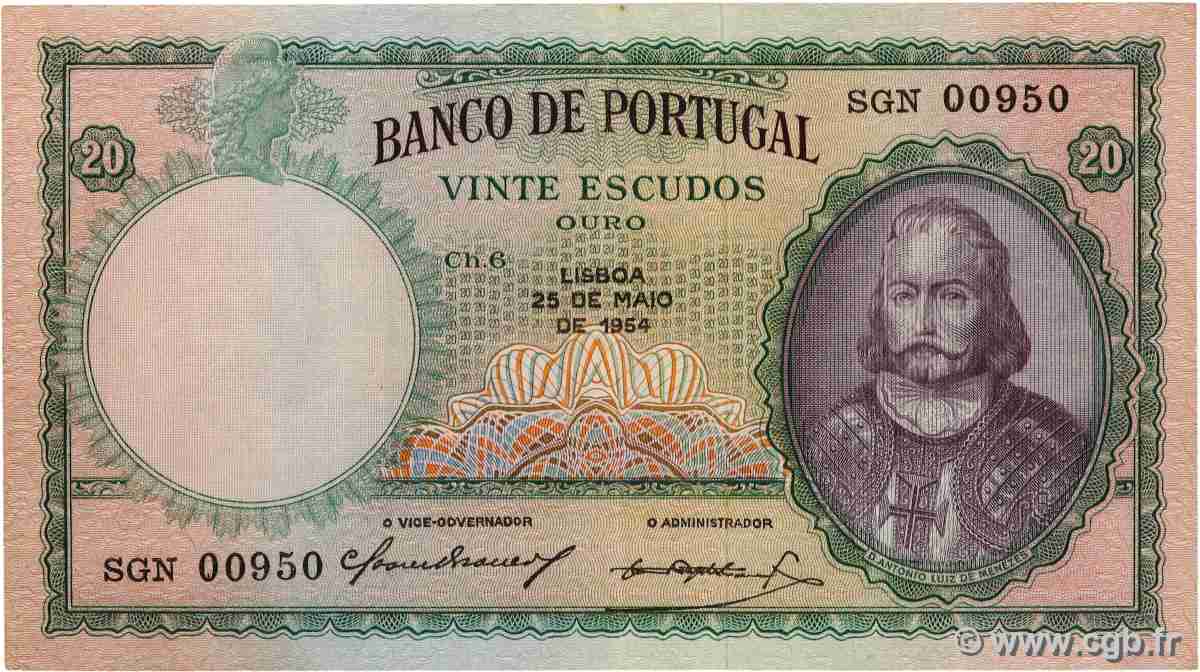 20 Escudos Numéro spécial PORTUGAL 1959 P.153b TTB+