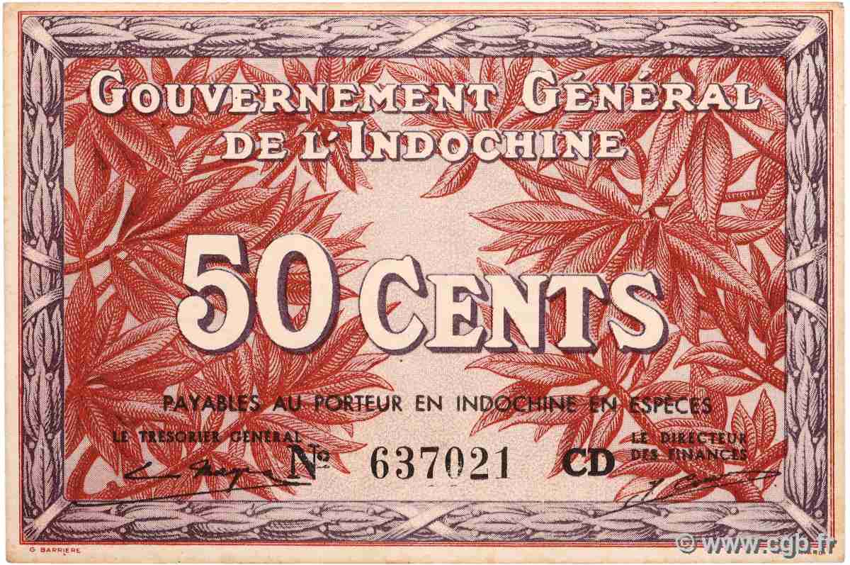 50 Cents FRENCH INDOCHINA 1939 P.087d XF+