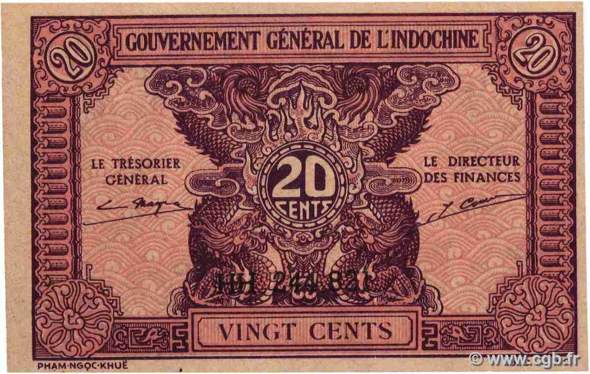 20 Cents FRENCH INDOCHINA 1942 P.090 AU