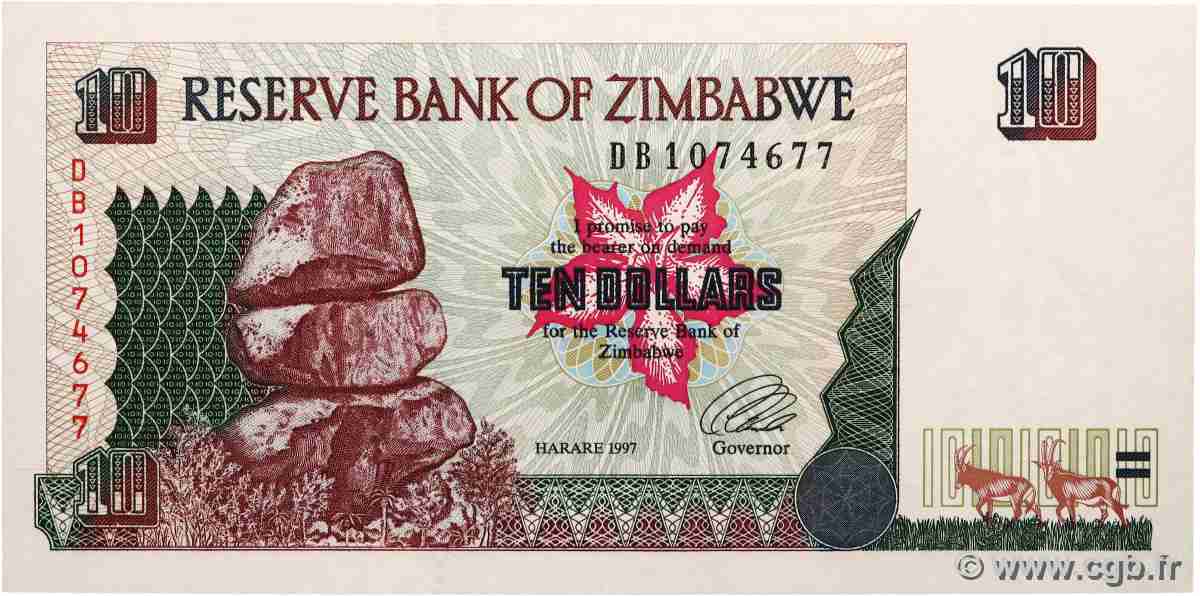 10 Dollars ZIMBABWE 1997 P.06 UNC