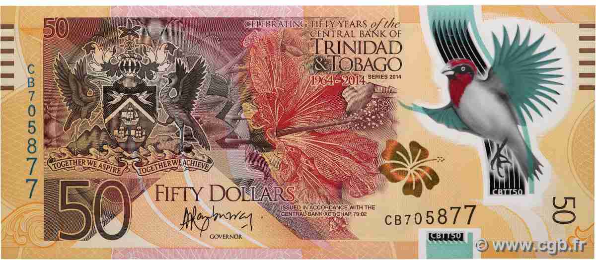 50 Dollars Commémoratif TRINIDAD and TOBAGO 2014 P.54 UNC