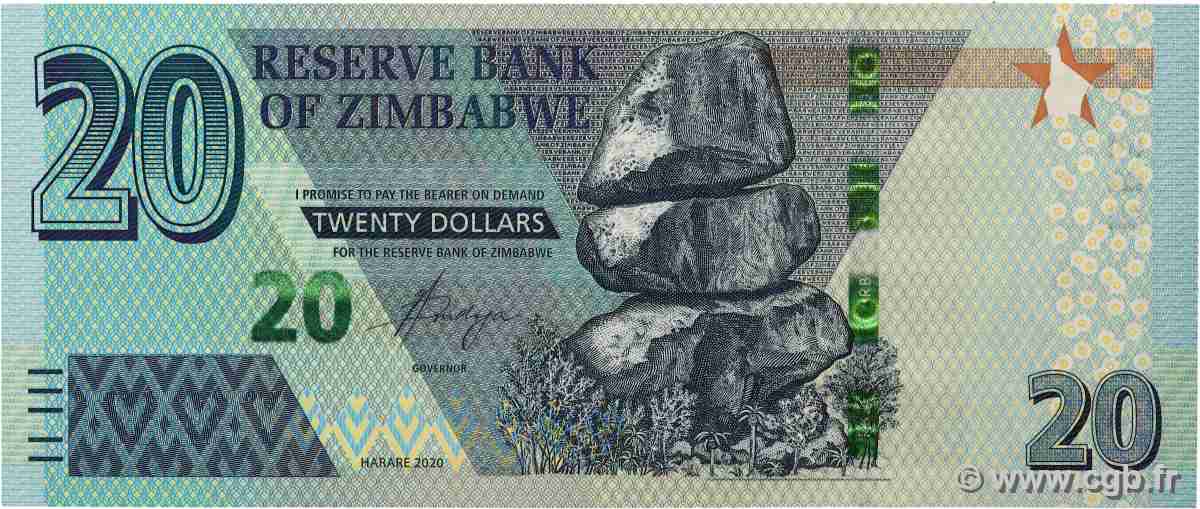 20 Dollars ZIMBABWE 2020 P.104 NEUF
