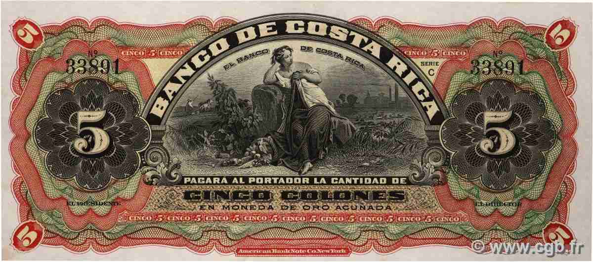 5 Colones Non émis COSTA RICA 1901 PS.173r ST
