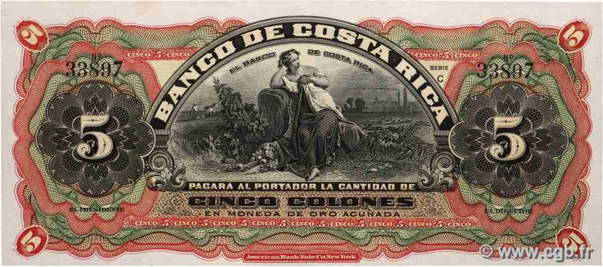 5 Colones Non émis COSTA RICA 1901 PS.173r UNC