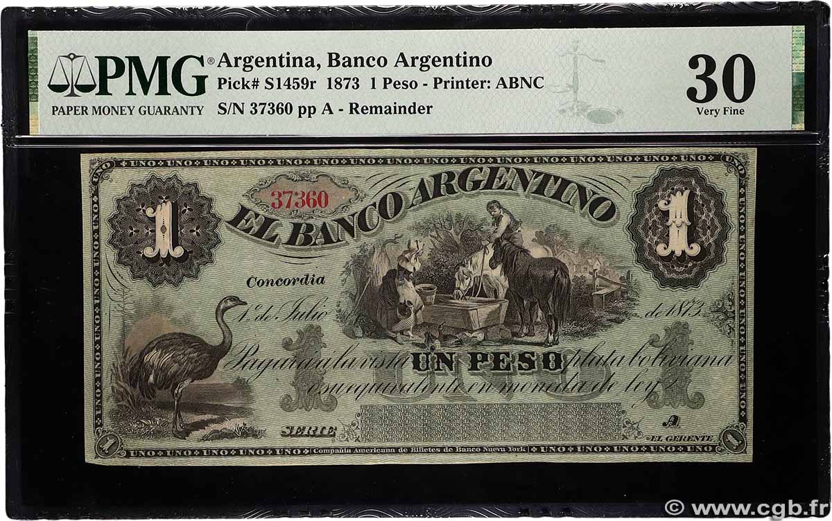 1 Peso plata boliviana Non émis ARGENTINA Concordia 1873 PS.1459r VF
