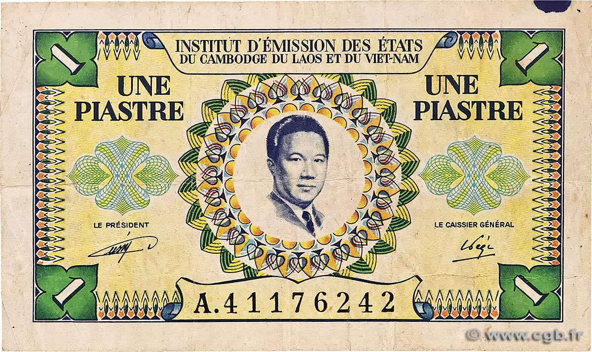 1 Piastre - 1 Kip INDOCHINE FRANÇAISE 1952 P.104 TB